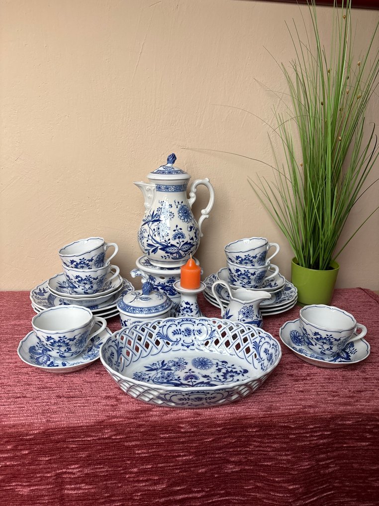 Hutschenreuther, Zwiebelmuster - 6 fős kávészett - Porcelán, Újszerű állapot #3.2
