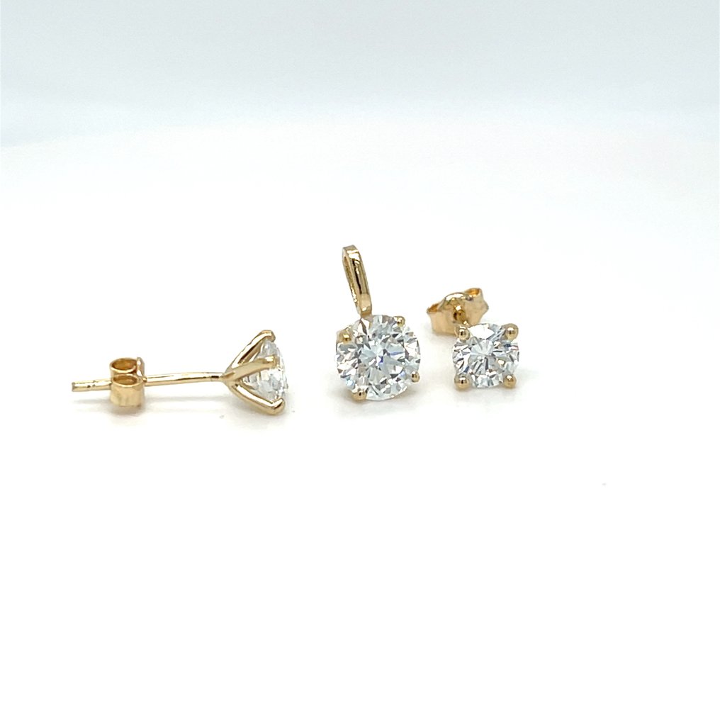 没有保留价 - 3套珠宝 - 14K包金 黄金 - 2.45ct. tw. 钻石 (实验室培育) #2.1
