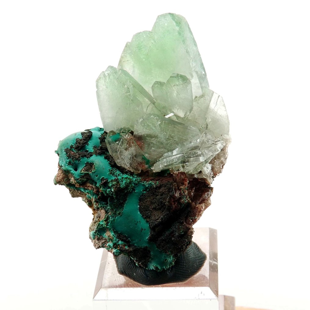 Green Baryte with Malachite - Shangulowé mine, Kambove, Katanga, DR Congo - Height: 5.0 cm - Width: 3.3 cm- 31 g #1.0