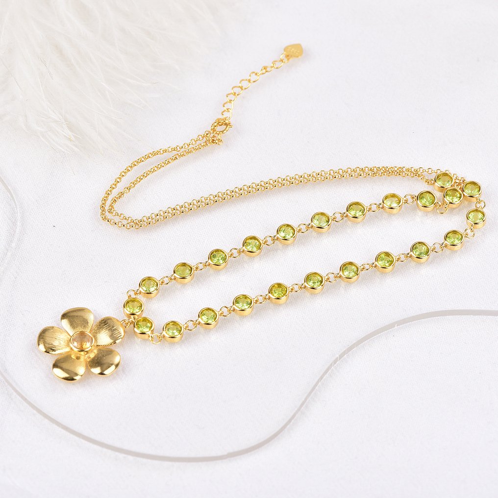 Utan reservationspris - Halsband Silver - Blandade ädelstenar - Certifierad #3.2