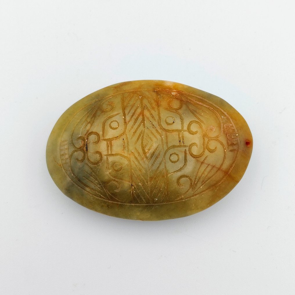 古藏语/尼泊尔语 Banded Agate XL雕刻珠护符 - 70 mm  (沒有保留價) #1.0