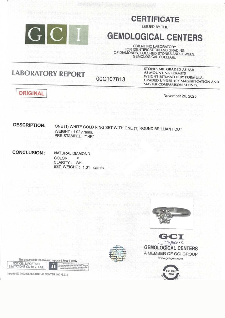 χωρίς τιμή ασφαλείας - Δαχτυλίδι αρραβώνων - 14 καράτια Λευκός χρυσός -  1.01ct. tw. Διαμάντι (Φυσικό) #2.1