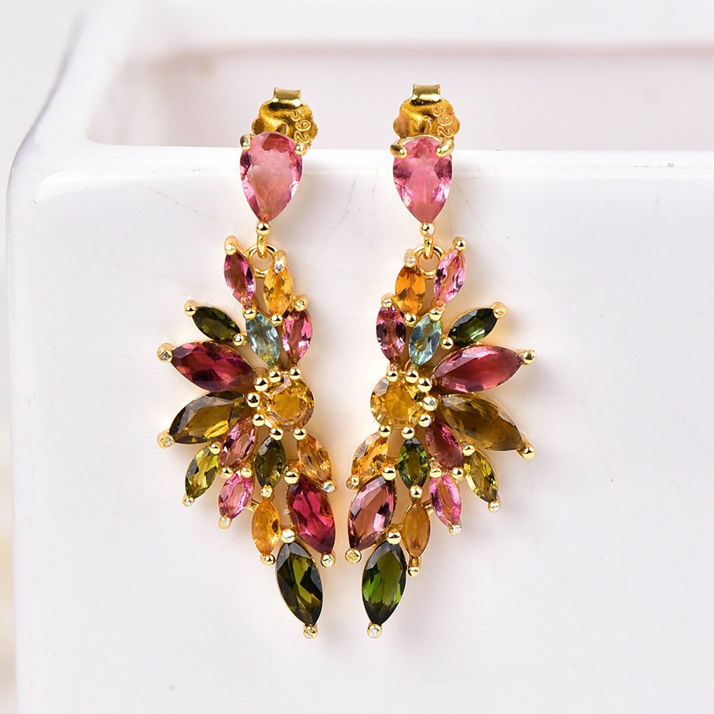 χωρίς τιμή ασφαλείας - Σκουλαρίκια Ασημί - Tourmaline - Πιστοποιημένο #4.3