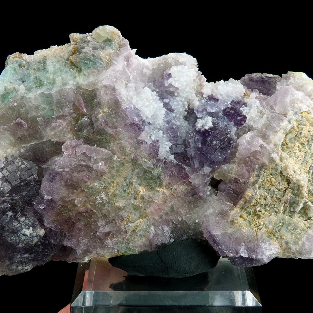 Fluorite (polysynthetic) with Quartz - Fontsante mine, Tanneron, Var, France - Height: 14.0 cm - Width: 8.0 cm- 398 g #1.0