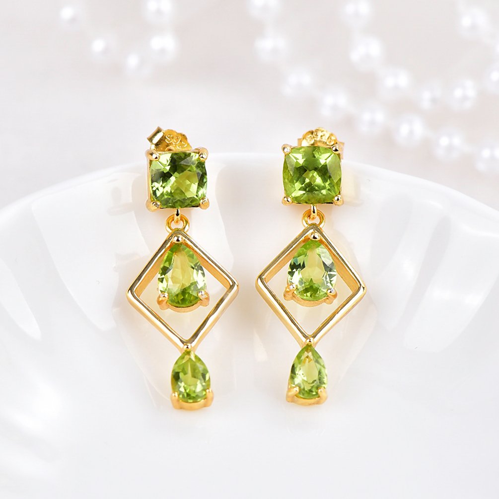 χωρίς τιμή ασφαλείας - Σκουλαρίκια Ασημί - Peridot - Πιστοποιημένο #1.0