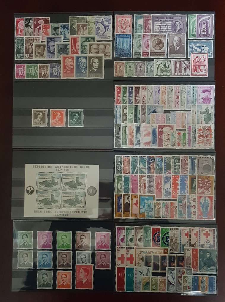 Belgium 1955/1959 - 5 full years of postfris, including block 31 and 1005/1007 perforation 11 1/2. #1.0