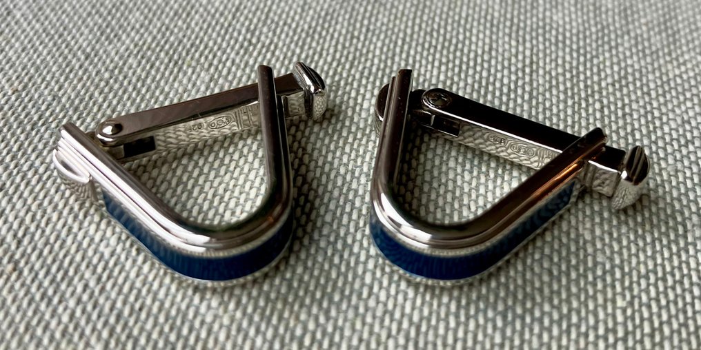 Alfred Dunhill - Ασημί - Μανικετόκουμπα - Μπλε σμάλτο - Χωρίς ελάχιστη προσφορά #4.3