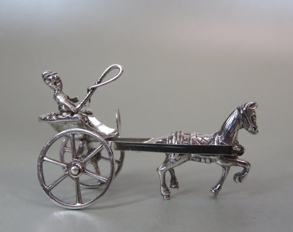 Verschillende open rijtuigjes met paarden - Figura in miniatura - Begeer, Voorschoten, Zoetermeer, Zeist  (3) - .835 argento #3.2