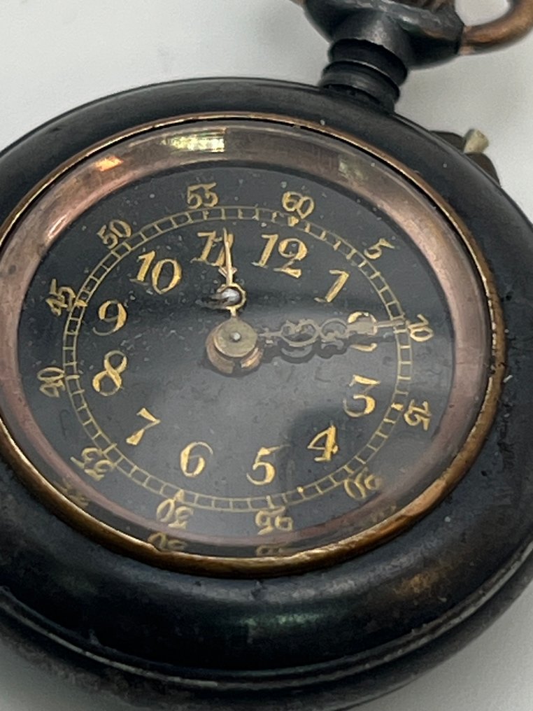 Cilindro Stemma . Ferro brunito . Quadrante smalto nero . 1900 - 1850-1900 #3.2