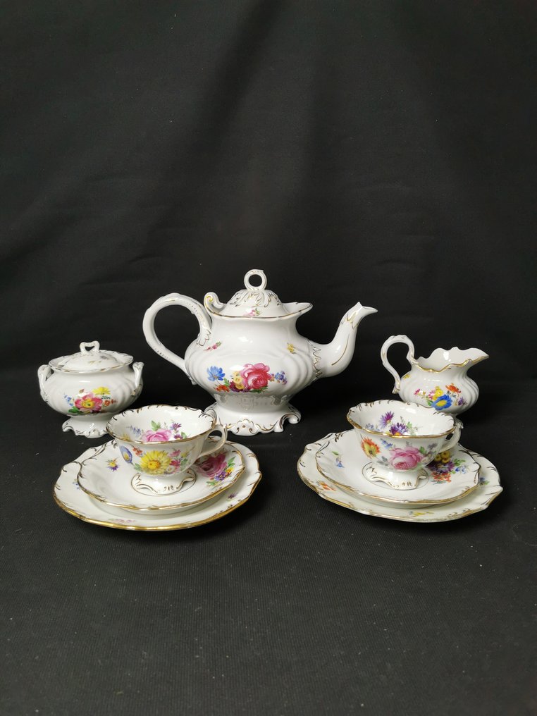 Stadt Meissen - Fiori - Set di servizio da tè 9 pezzi - XX secolo - 咖啡用具 (9) - 瓷 #1.0