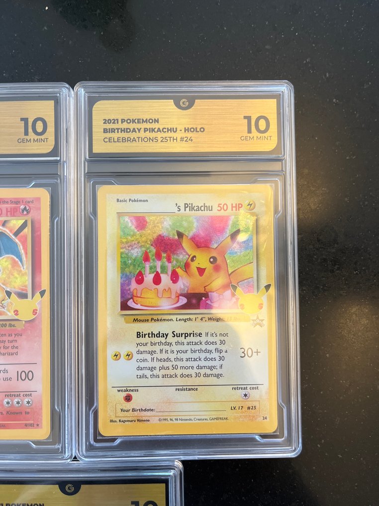 Pokémon - 3 Graded card - Charizard, Pikachu, Blastoise Foil - GG 10 - Sword & Shield - Celebrations #3.2