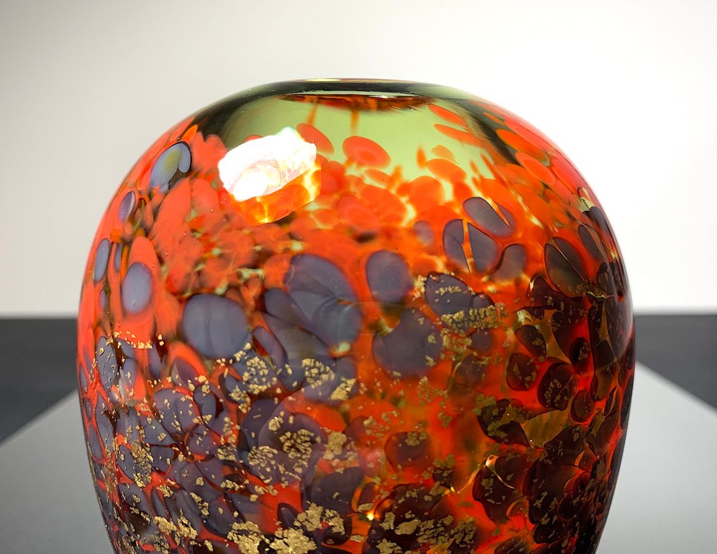 Maxence Parot - 花瓶 -  具有独特颜色和金色的花瓶  - 玻璃 #3.2