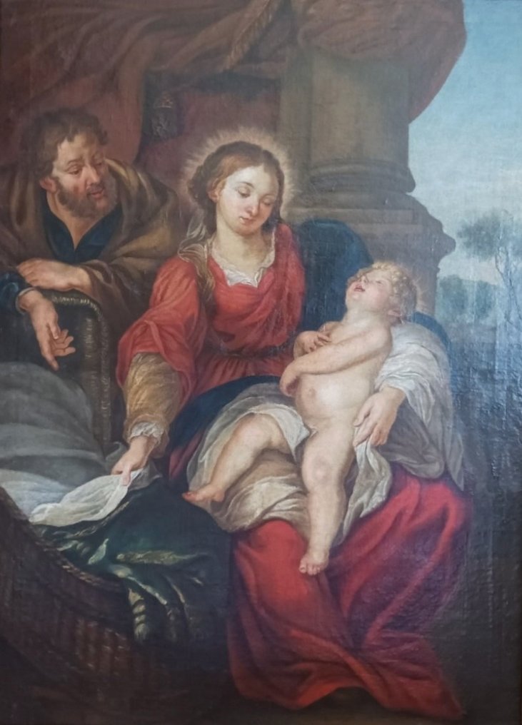 Scuola Fiamminga del XVII secolo Antonio van Dyck e Jan van Balen, Attributed to - Sacra Famiglia #1.0