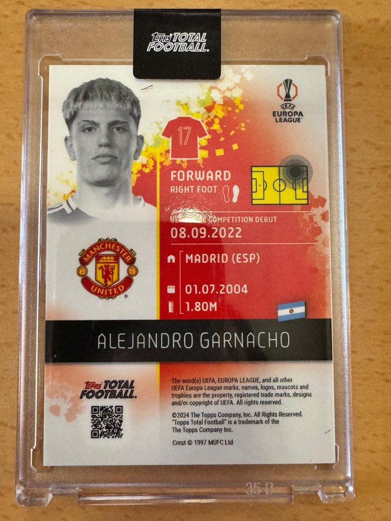 2024 Topps Total Football Alejandro Garnacho 1/1 Αριθμημένη παράλληλη - 1 Card - Near Mint (NM) #1.0