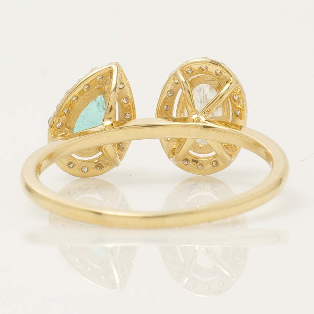 Statement δαχτυλίδι - 14 καράτια Κίτρινο χρυσό -  1.05ct. tw. Διαμάντι (Φυσικό) - Σμαράγδι - Δαχτυλίδι Νυφικού Πολύτιμου Λίθου #3.2