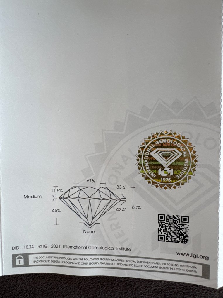 1 pcs 钻石  (天然)  - 0.53 ct - 圆形 - M - I1 内含一级 - 国际宝石研究院（IGI） #4.3