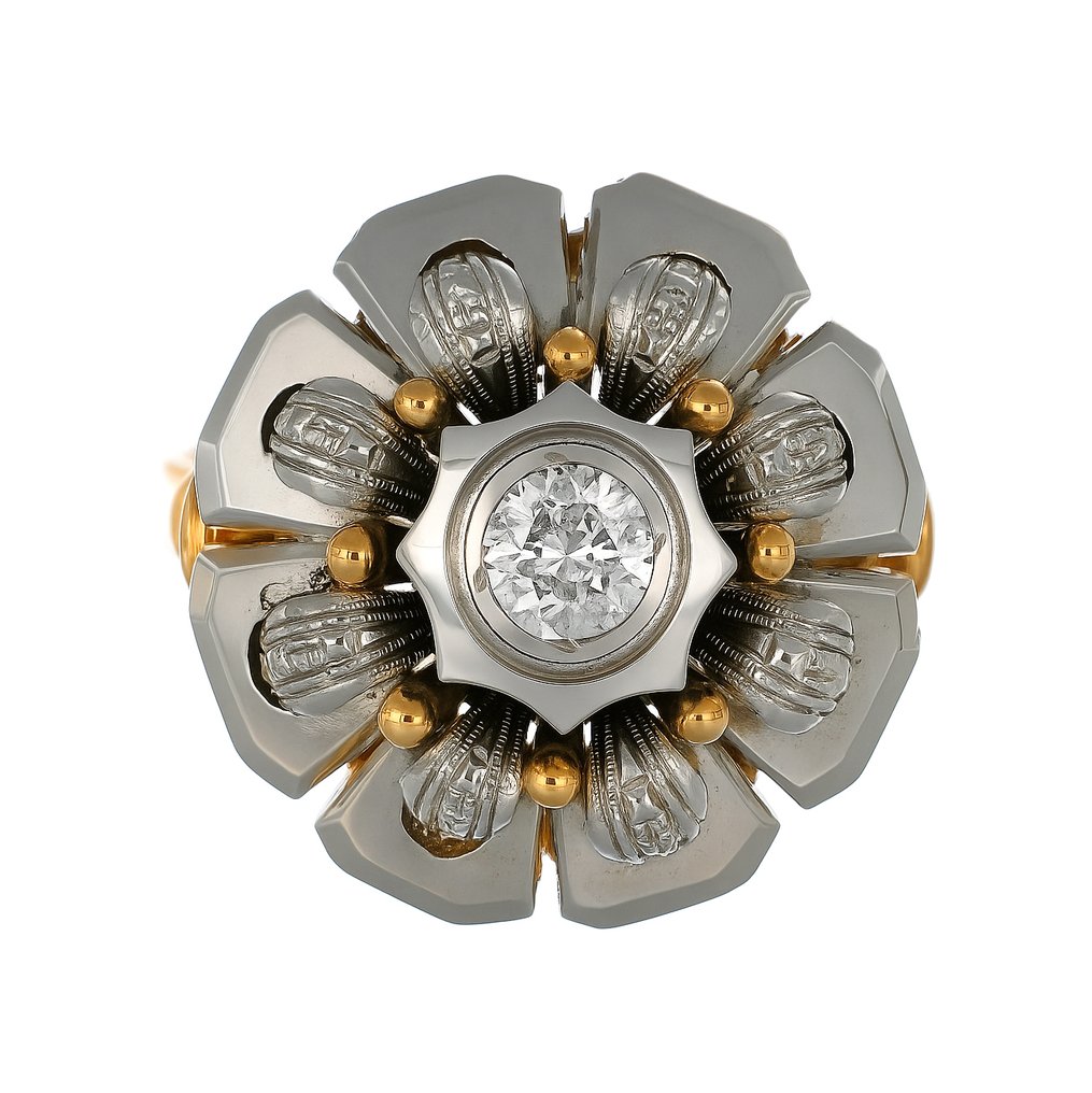 Δαχτυλίδι - 18 καράτια Κίτρινο χρυσό, Ασημί -  0.30ct. tw. Διαμάντι (Φυσικό)  #3.2