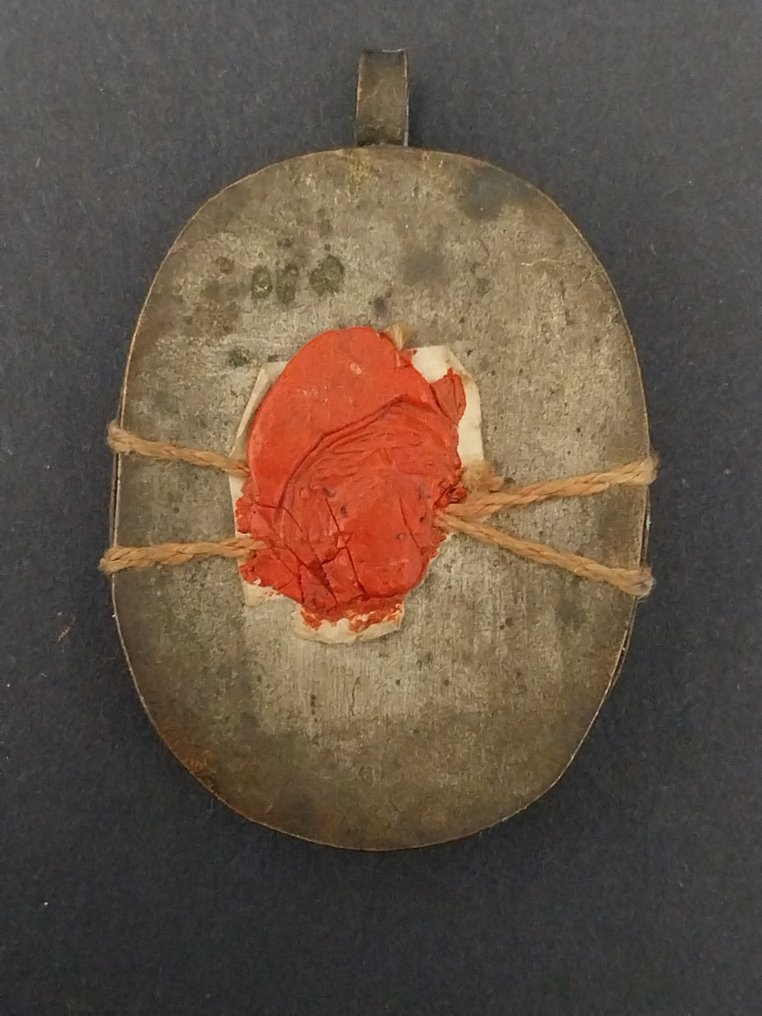  圣骨箱 - 玻璃, 纺织品, 纸, 黄铜色 - 1850-1900 - S. Valentini M - B. Michelin. Vid - S. Marcellini Ep.C - B. Bonavent.a Pot - S. Aloysii Gon  #1.0