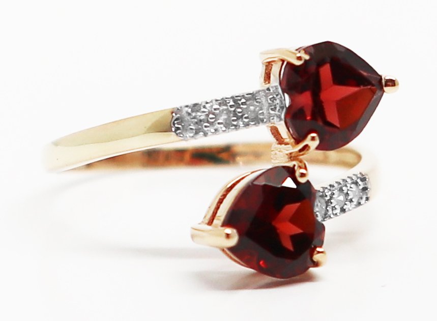 χωρίς τιμή ασφαλείας - Δαχτυλίδι - 14 καράτια Κίτρινο χρυσό Γρανάτης - Διαμάντι #4.3