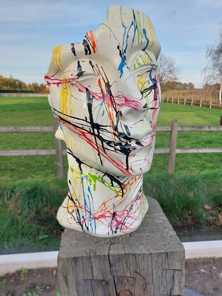 Statue, head white with color paint - 50 cm - polyresin #3.2