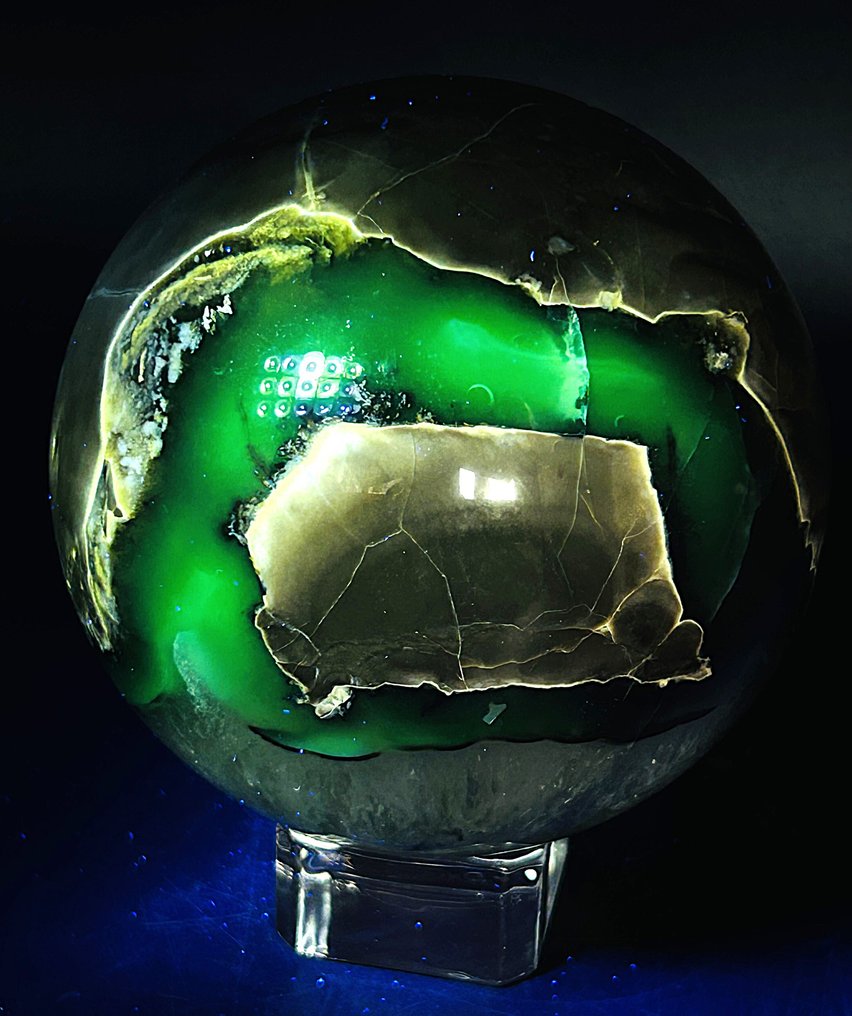 Σφαίρα από Αγκάτη ηφαιστείου από το Μεξικό – Σπάνιο και εκπληκτικό - διάμετρος 95mm - υψηλά φωσφορίζον- 1134 g - (1) #1.0