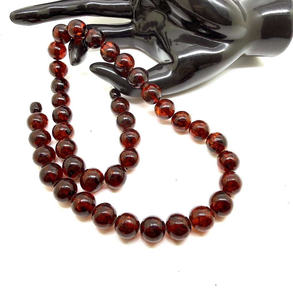 Halsband med baltisk bärnsten, 12 mm - Bärnsten - Baltic amber - succinite #2.1