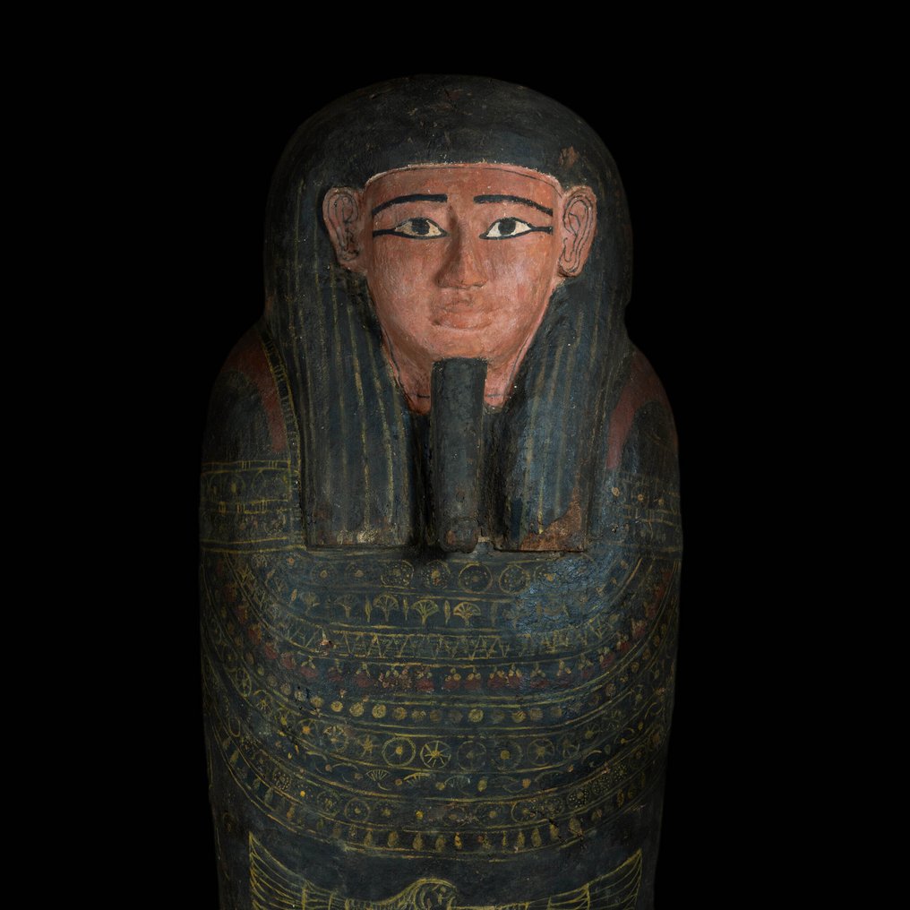 Αρχαία Αιγυπτιακή Ξύλο Σαρκοφάγος. Τρίτη Μεσοδιάστημα, 22η Δυναστεία, 945 - 754 π.Χ. Ύψος 181 εκ. Εξαγωγή από την Ισπανία. #2.1