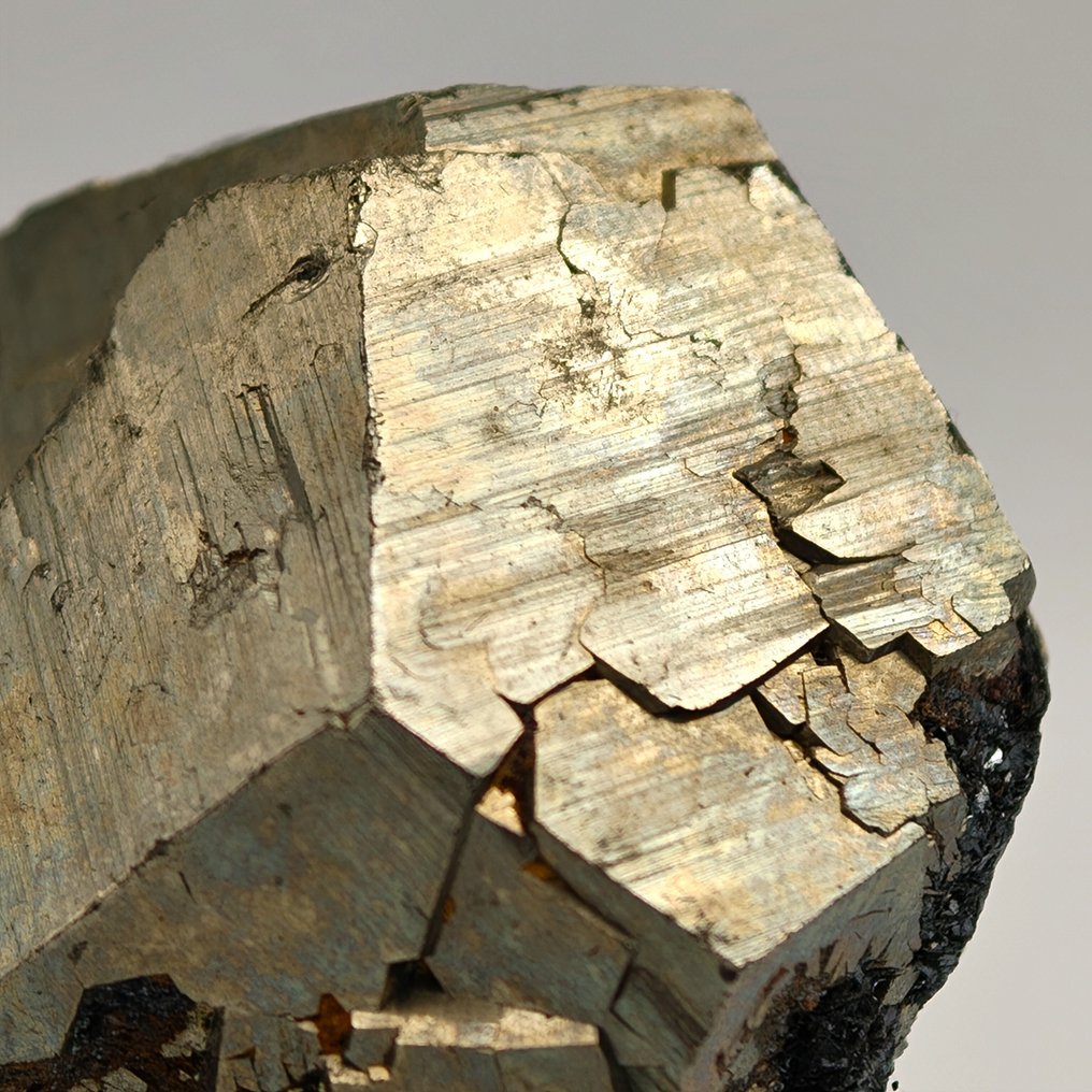 Golden pyrite with hematite, large crystal, Italy Crystal - Height: 47 mm - Width: 41 mm- 143 g #3.2