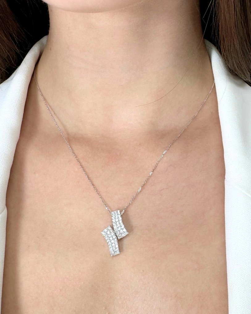 Collier avec pendentif - 18 carats Or blanc - 1.03ct. tw. Diamant (Naturelle) - Collier époustouflant #3.2