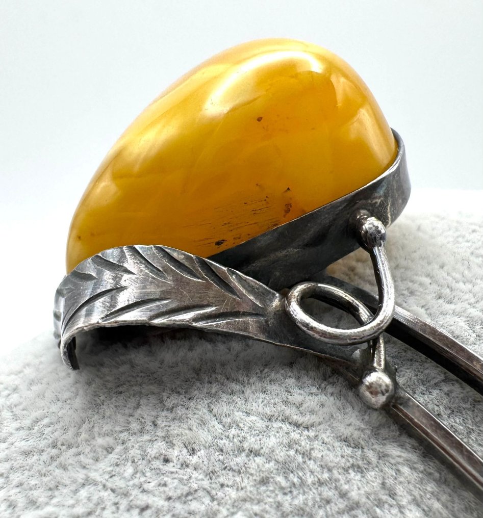 No reserve price - Bracelet Silver Amber #1.0