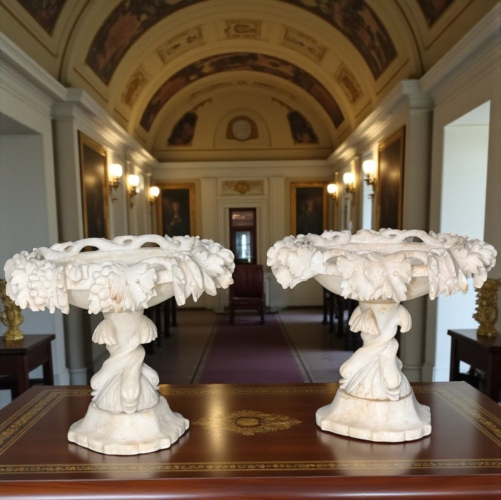 花瓶 (2)  - 雪花石膏 - 一对花瓶 #3.2