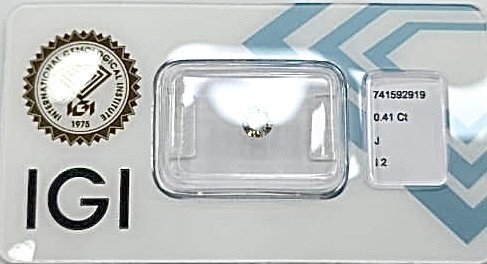 没有保留价 - 1 pcs 钻石  (天然)  - 0.41 ct - 圆形 - J - I2 内含二级 - 国际宝石研究院（IGI） #2.1