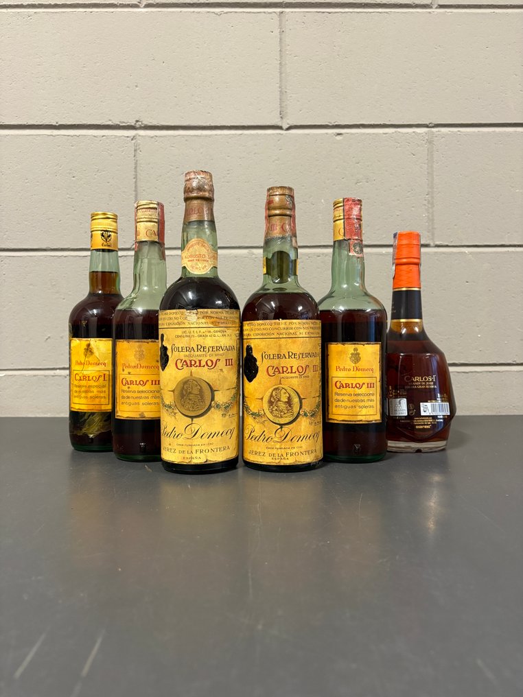 Pedro Domecq - Brandy de Jerez Carlos III Solera Reservada + Carlos I Solera Gran Reserva  - b. 1970s, 2020s, 1960s - 75cl, 70cl - 6 bottles #1.0