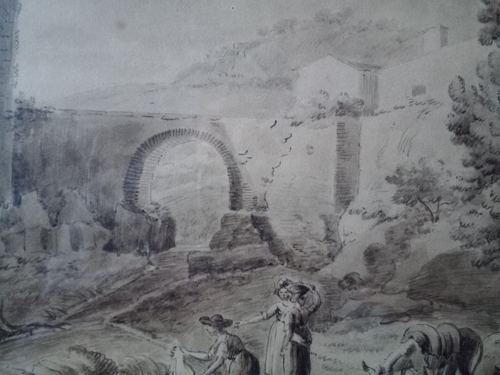 Jean Antoine Constantin d'Aix (1756-1844), Tilskrives - Paesaggio campestre con figure #3.2