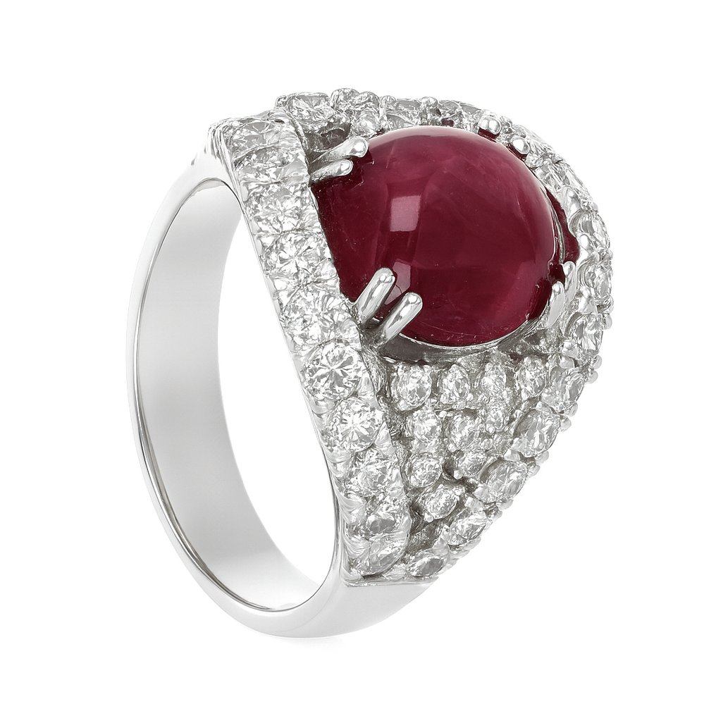 戒指 - 18K包金 白金 电气石 - 钻石 #1.0