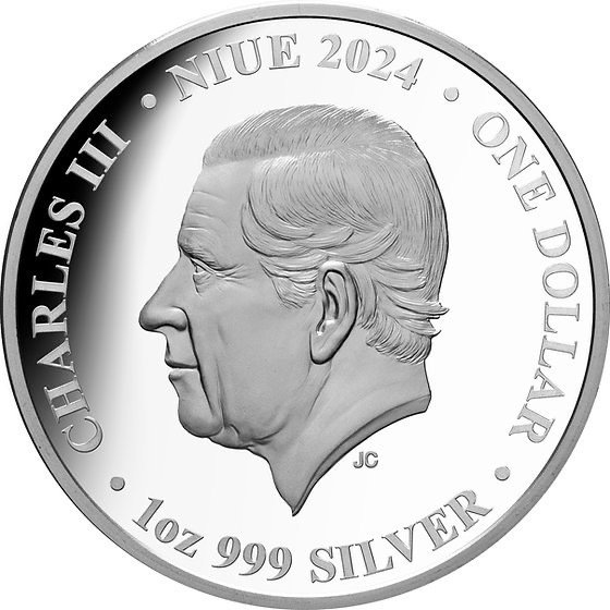 Niue. 1 Dollar 2024 "Big Foot" Colorized & Proof, with Box - very rare #1.0