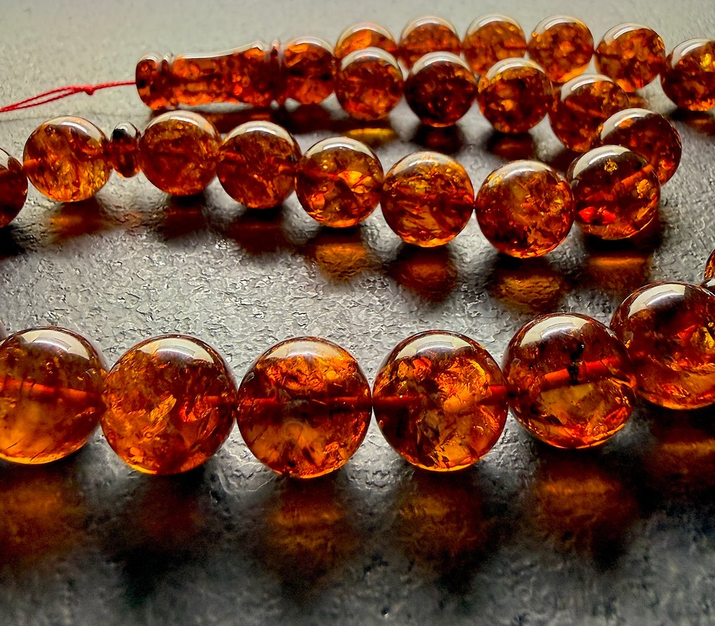 波罗的海琥珀 Tesbih misbaha 祈祷念珠，直径15毫米，重70克 - 琥珀 - Baltic amber - succinite #2.1