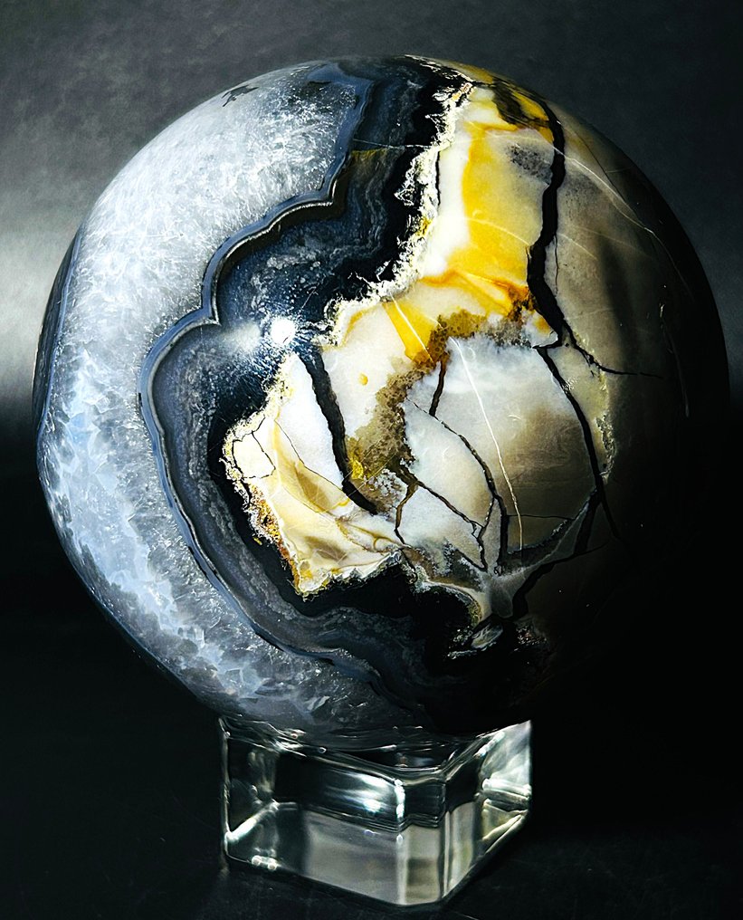 来自墨西哥的玛瑙球体——稀有且令人惊叹的结晶形成（直径89毫米） 天然石 - 疗愈特性 - 高度荧光- 942 g - (1) #4.3