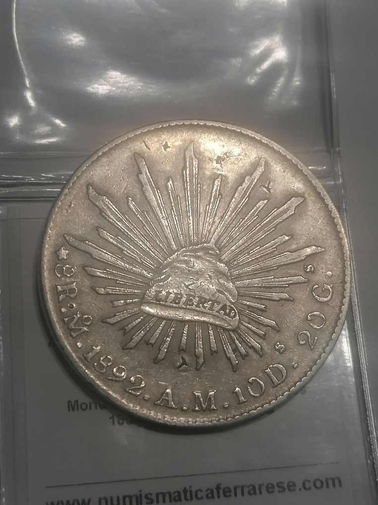Μεξικό. 8 Reales 1892 Mexico AM. Contromarche orientali (χωρίς τιμή ασφαλείας) #1.0