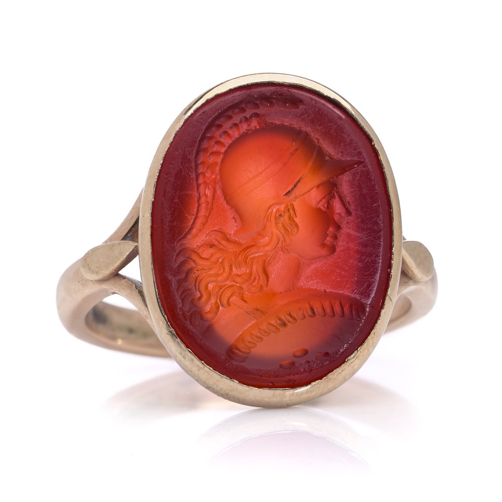 戒指 古董罗马红玉浮雕印戒,描绘一位罗马战士 #1.0