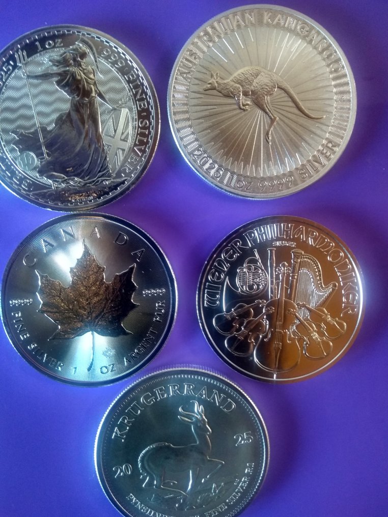 Ηνωμένο Βασίλειο, Αυστραλία, Καναδάς, Αυστρία, Νότια Αφρική. Lot 5 x 1 oz #3.2