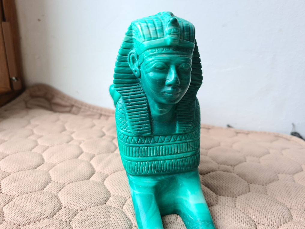 Rzeźba, Sphinx - 25 cm - Malachit #3.2