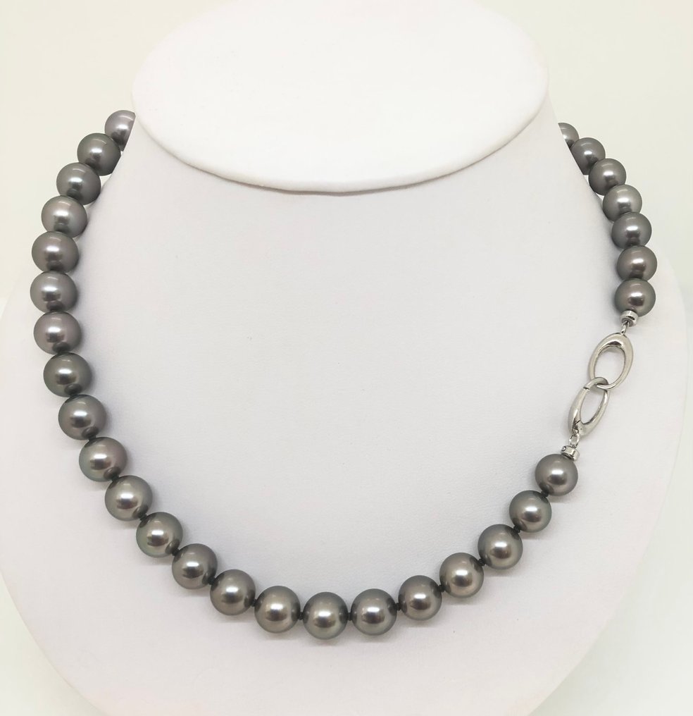 Helminauha Tahitian Round Pearls - hopea 925 lukko #3.2