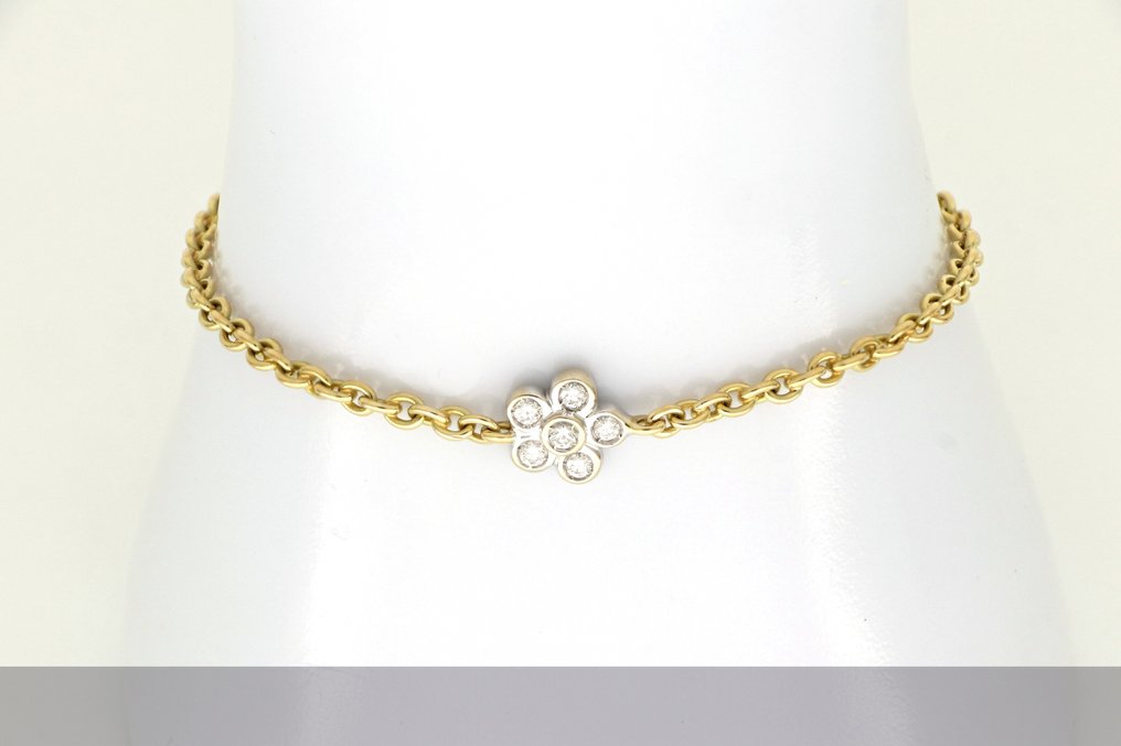 Ei pohjahintaa - Other brand - Rannekoru - SHEREIBER - 18 kt. Keltakulta, Valkokulta - 0,42ct. tw. Timantti (Luonnollinen) #1.0