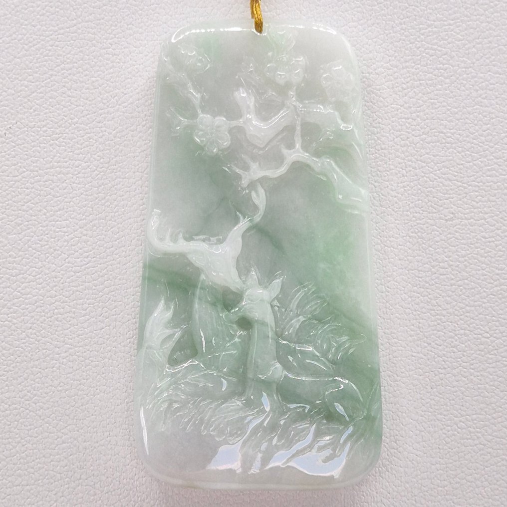 玉 - NGTC 认证的天然翡翠玉坠配项链 - 吊坠项链 #1.0