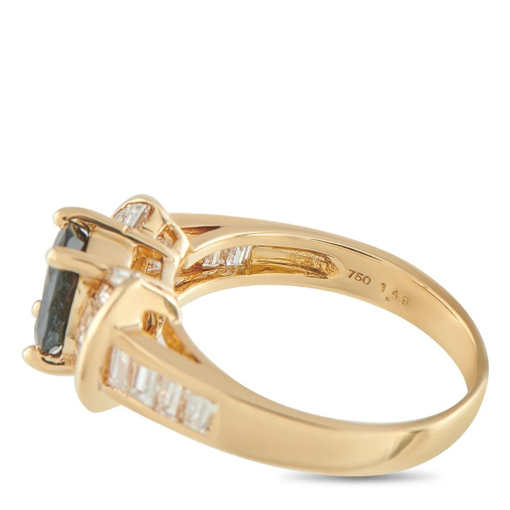 戒指 - 18 克拉 18K 黄金1.08克拉钻石与蓝宝石戒指, 黃金 -  2.57ct. tw. #4.3