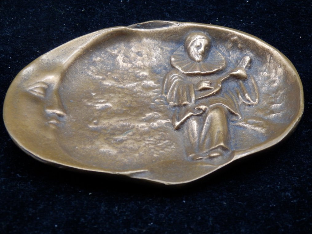 Coșuleț pentru obiecte - Bronzen vide poche - Motief Clown en Maan - Franța #3.2