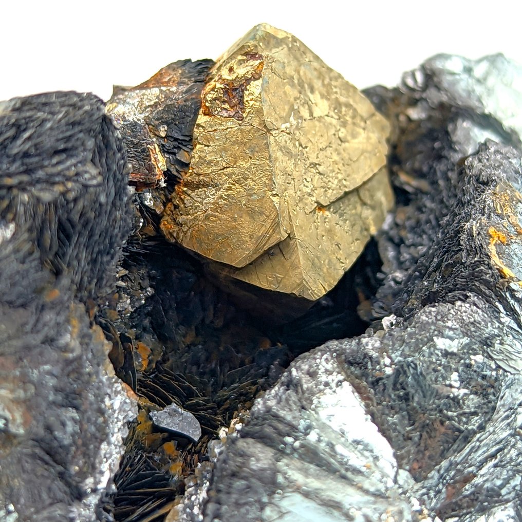 Pirite octaédrica dourada em geode de emathite, Brosso. Geodes - Altura: 99 mm - Largura: 75 mm- 578 g #4.3