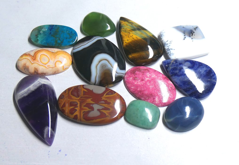 Set of beautiful 100% natural cabochons Cabochon- 42.71 g - (12) #3.2