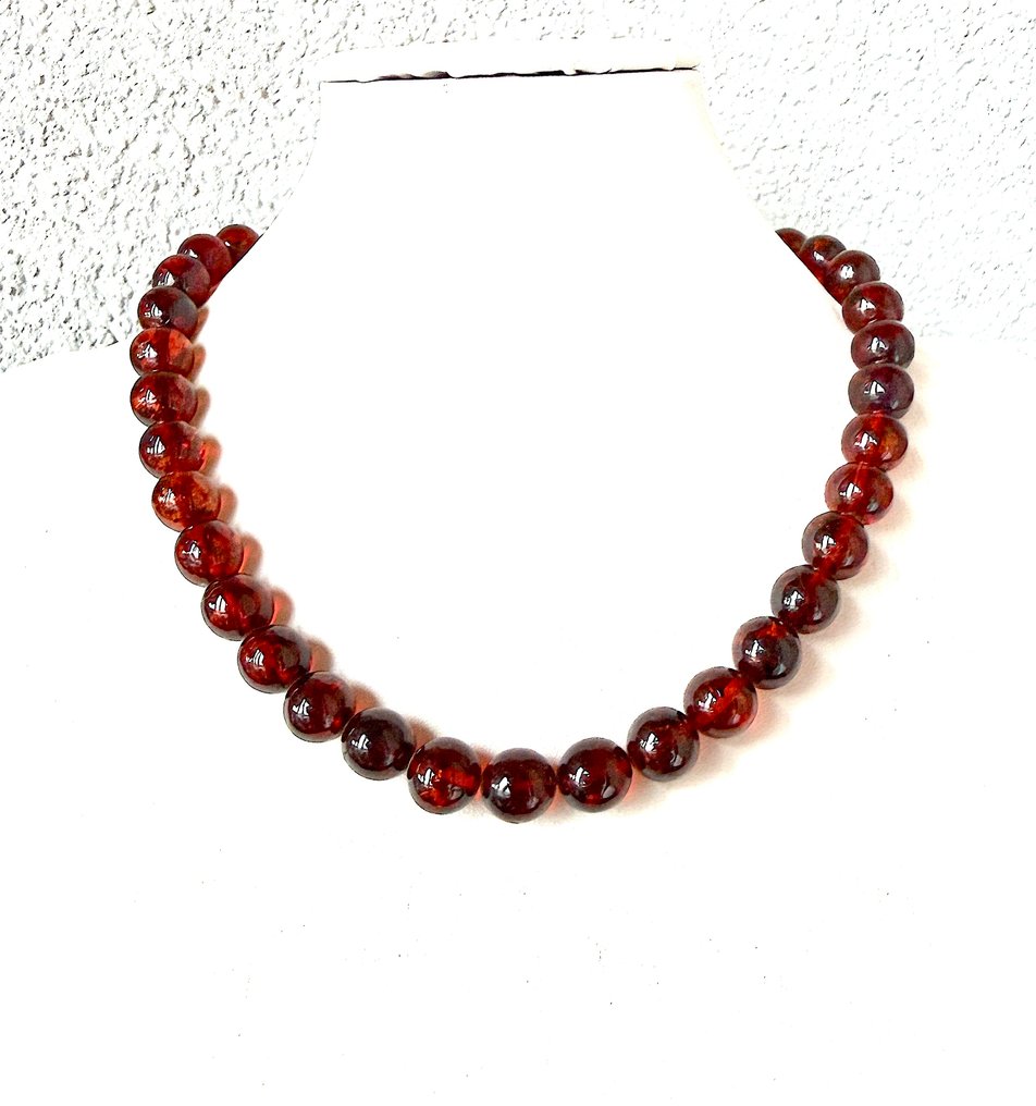 Halsband med baltisk bärnsten, 12 mm - Bärnsten - Baltic amber - succinite #1.0